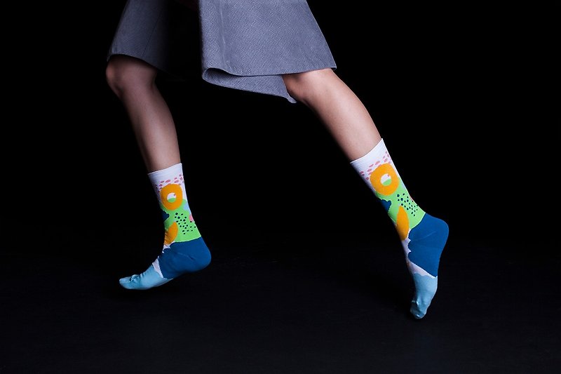 Dear, Buncho系列 水果季節 水藍色 短襪 男襪 色襪 幾何圖案 - 襪子 - 棉．麻 藍色