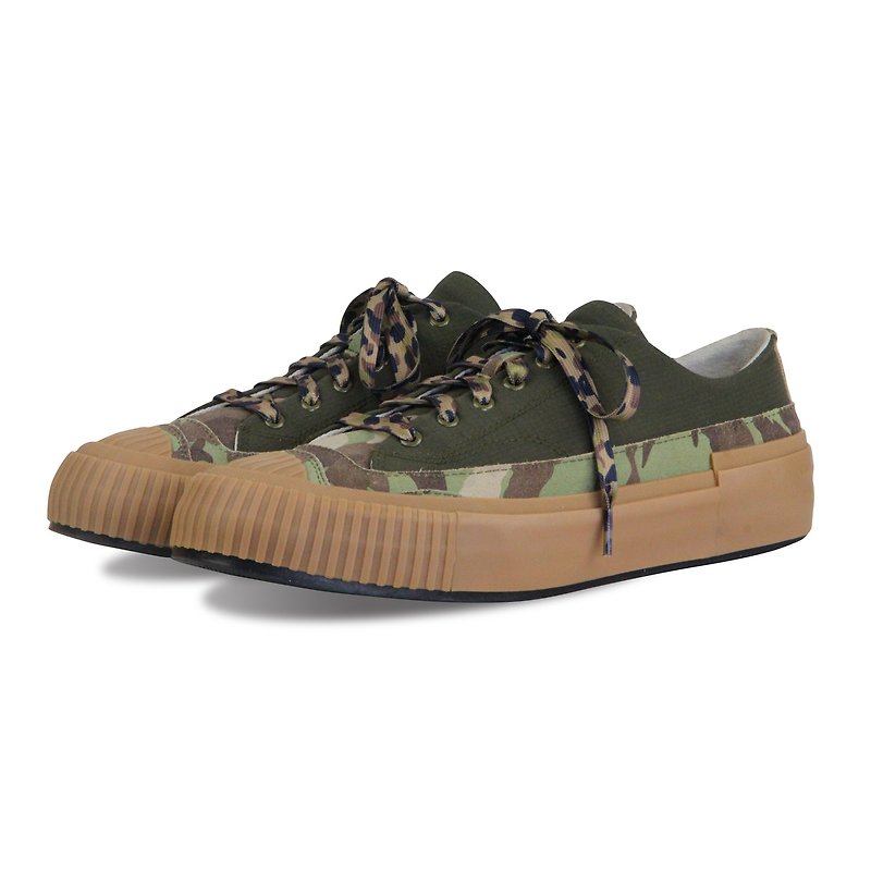 Sweet Villians M1221 Pure Green Camouflage Sneaker - Men's Casual Shoes - Genuine Leather Multicolor