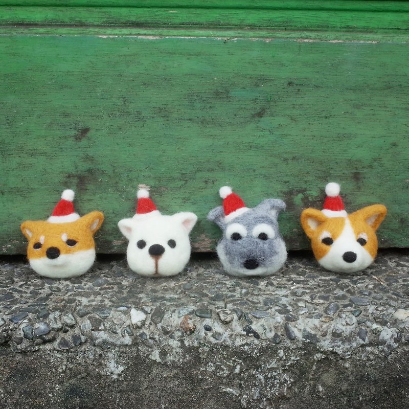 [Q-cute] Festival Series - Christmas - Dog Head - Pin / Brooch - Brooches - Wool Multicolor