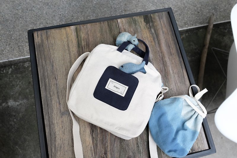 Soda Biscuit Canvas Slant / Shoulder Bag - Blueberry - Messenger Bags & Sling Bags - Cotton & Hemp Blue