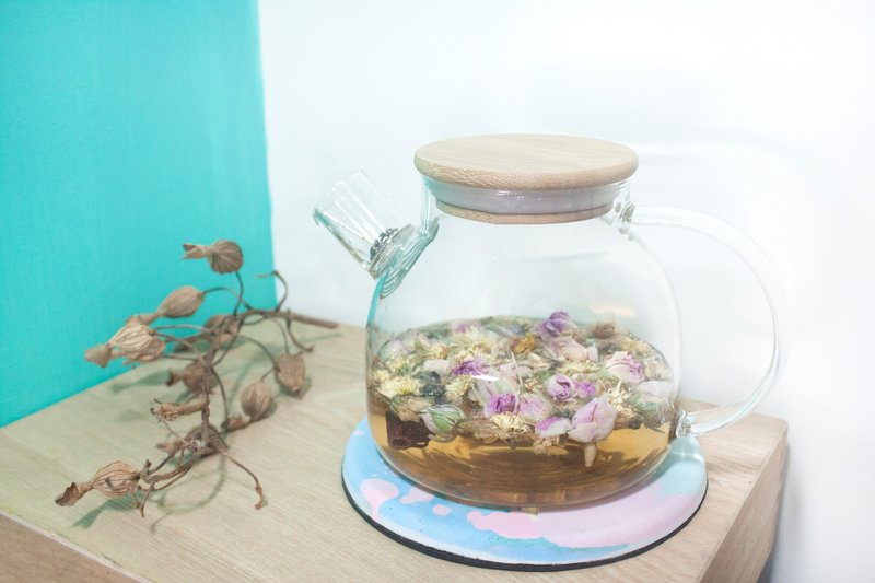 玻璃壺  竹蓋  水泥吸水隔熱墊 -五選一 - 茶壺/茶杯/茶具 - 玻璃 透明