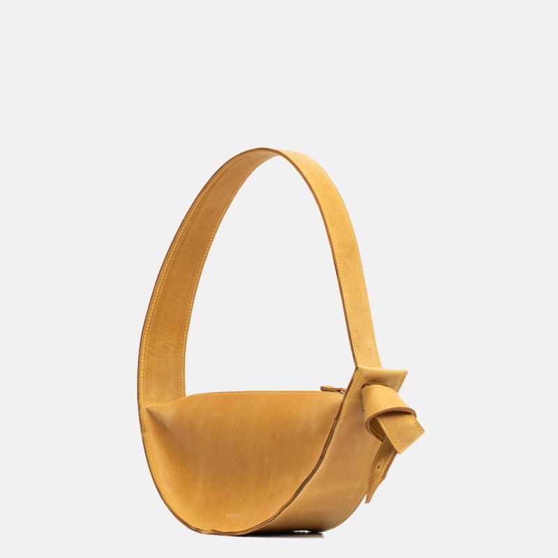 Eclipse M | Half-Moon Shoulder Bag | Classy Shoulder Purse | Handmade in Europe - Handbags & Totes - Genuine Leather Yellow