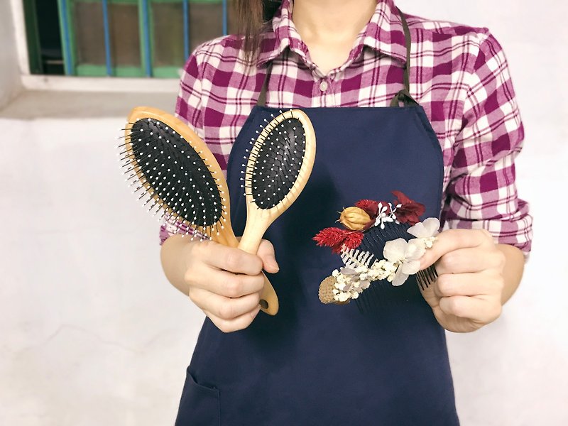 Limited Combination - Handmade Maple Exquisite Air Cushion Massage Comb (Small) + Handmade Flower Hair Accessories - Makeup Brushes - Wood Brown