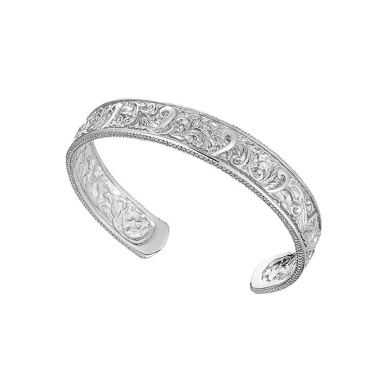 SOLO ACCESSORIES] [square Bronze carved bracelet - bright Silver section - สร้อยข้อมือ - โลหะ สีเงิน