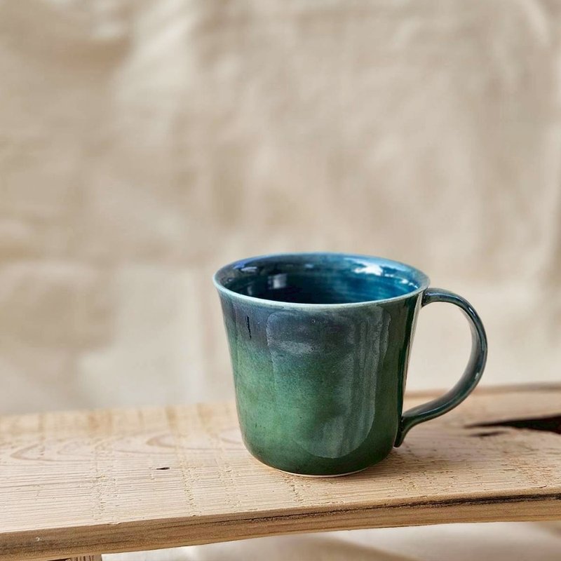 藍青 茶杯 手工陶瓷杯 - 咖啡杯/馬克杯 - 陶 藍色