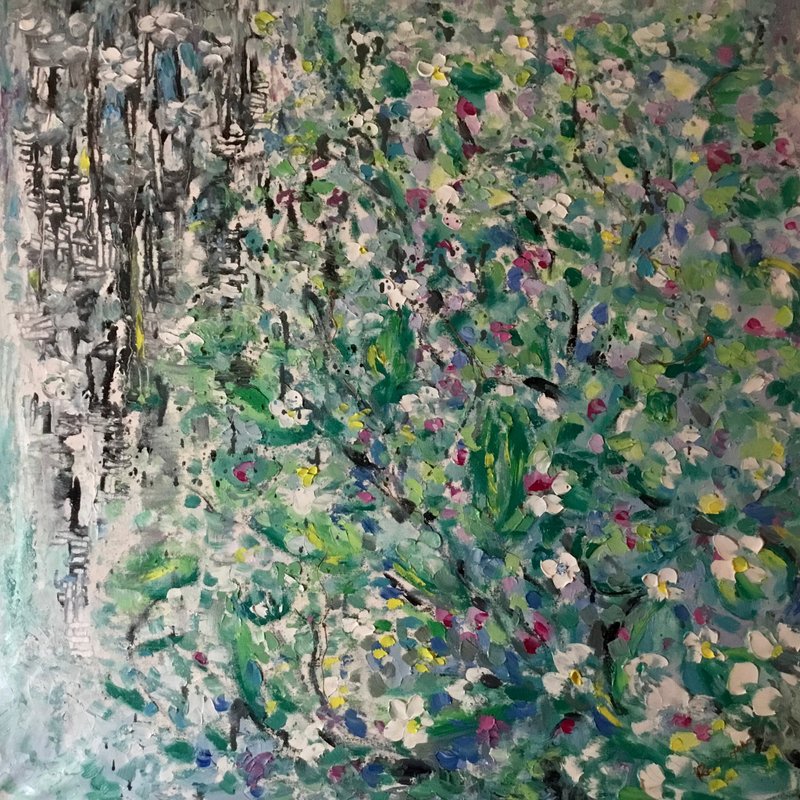 Spring coming- original abstract oil painting on canvas - 壁貼/牆壁裝飾 - 其他材質 綠色
