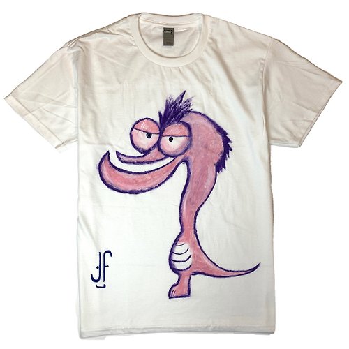 Jf - 手繪服飾 純手繪 | 中性短袖T恤上衣 | 毛頭鱷鱷