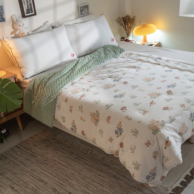 針織點點被【單人5x7尺】松鼠花園 點點絨顆粒觸感 安撫被 - 棉被/毛毯 - 其他人造纖維 綠色