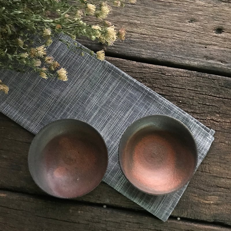 柴燒小皿 - 盤子/餐盤 - 陶 咖啡色