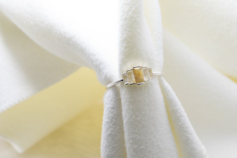 Gold Rutile Quartz Silver Ring - 戒指 - 銀 銀色