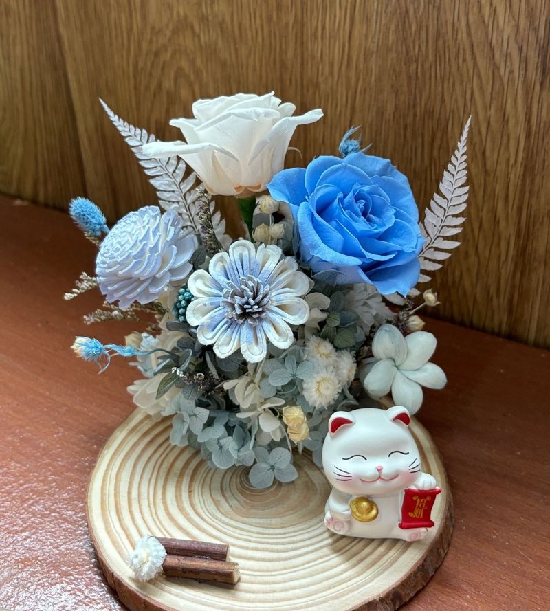 癒心花藝 | 雲朵雪酪永生花名片座 開幕花禮/升遷花禮 - 乾燥花/永生花 - 植物．花 