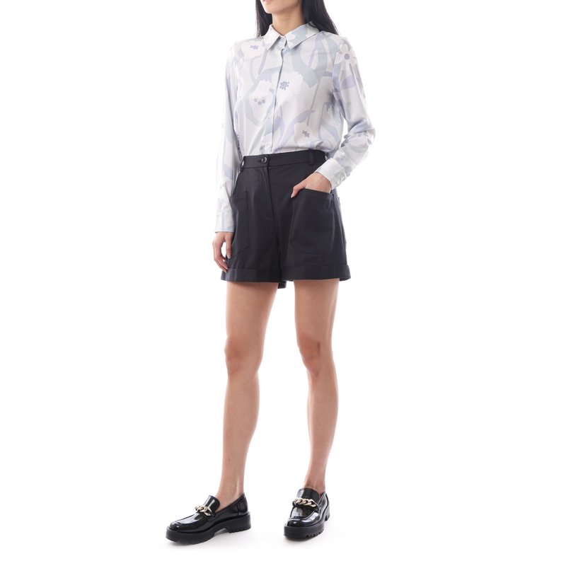 Slim black shorts with big pockets. Original price is 1680 yuan. Limited time discount of 840 yuan. - Women's Shorts - Cotton & Hemp Black