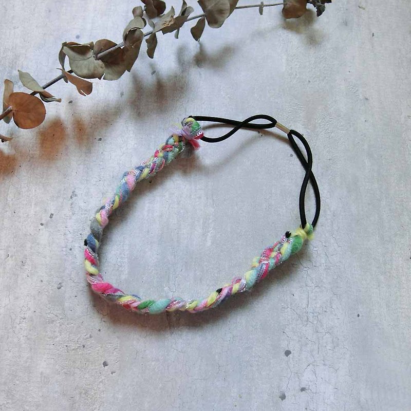 Autumn and winter limited colorful braided hair band - Headbands - Wool Multicolor