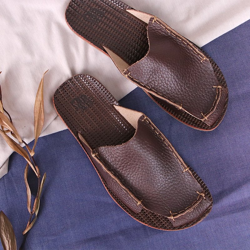 [Male] Coffee-bag shoes before stitching #U1329 - รองเท้าลำลองผู้ชาย - หนังแท้ สีนำ้ตาล