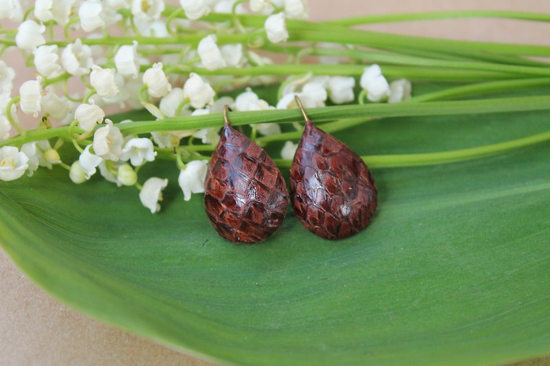 Genuine Leather Earrings & Clip-ons Brown - leather earrings brown drop earrings