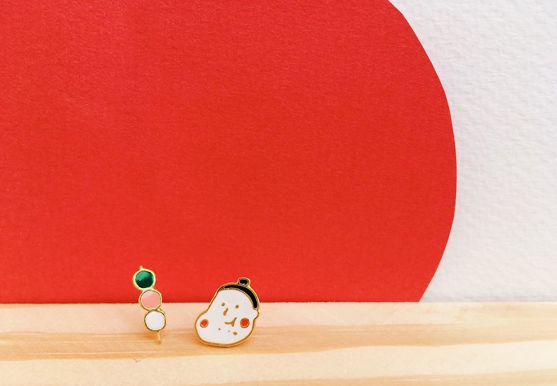 日本食物 相撲系列 - 耳環/耳夾 - 琺瑯 