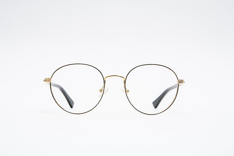 大圓框眼鏡│不鏽鋼-【黑金】-德國OBE腳鏈 - 眼鏡/眼鏡框 - 不鏽鋼 金色