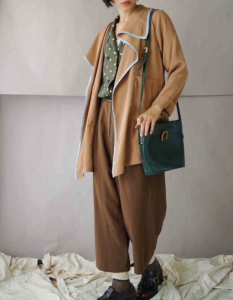 Design Handmade - Camel Chiffon Chiffon Shawl Cover Jacket - เสื้อแจ็คเก็ต - เส้นใยสังเคราะห์ สีส้ม