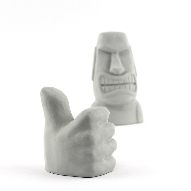 Cement Moai - Bizan pen holder good - Pen & Pencil Holders - Cement Gray