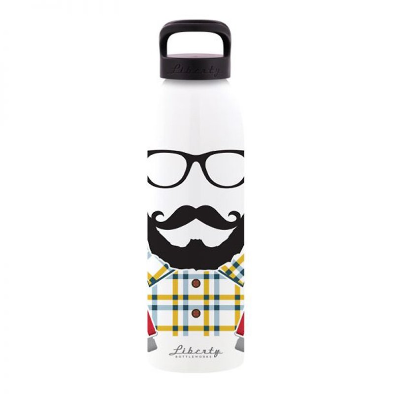 Liberty American Super Lightweight Environmentally Friendly Sports Bottle-Checkered Velvet Beard Sheet-700ml - กระติกน้ำ - โลหะ ขาว