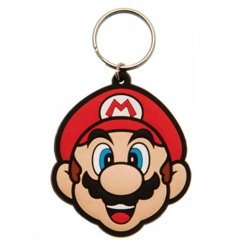 【Nintendo】Super Mario Mario - British imported rubber keychain - ที่ห้อยกุญแจ - ยาง สีแดง