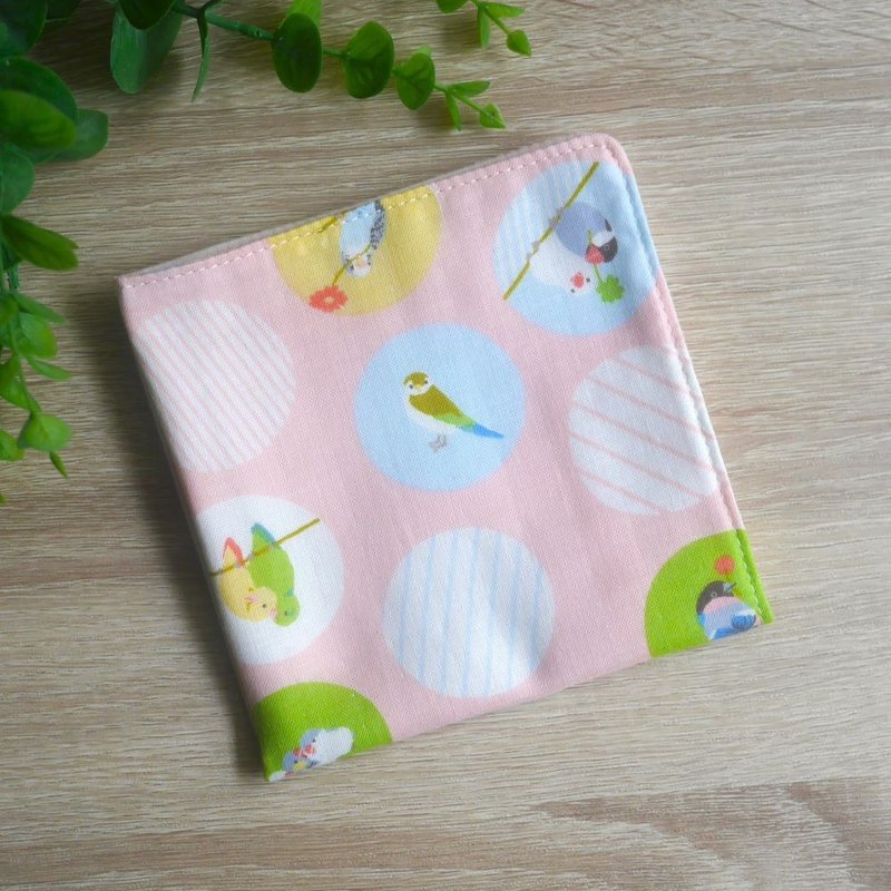 Japanese double yarn handkerchief = bird chirping = pink (2 colors in total) - ผ้าเช็ดหน้า - ผ้าฝ้าย/ผ้าลินิน 