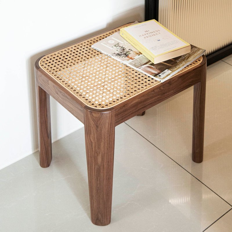 Tomood/Between Earth and Wood-Corner Series_Solid Wood Rattan Entrance Chair_Walnut - Chairs & Sofas - Wood Brown