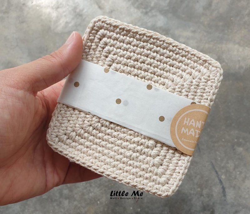 Cotton & Hemp Items for Display Khaki - Handmade crochet cotton coaster 4/set - alabaster
