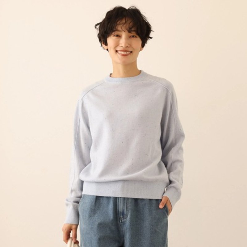 Finished in a high gauge for a neat look Wool knit Wool sweater Light blue 241004-1 - เสื้อผู้หญิง - ขนแกะ 