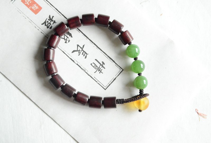 [still] natural jasper rosewood handmade bracelet bracelet - สร้อยข้อมือ - ไม้ สีแดง