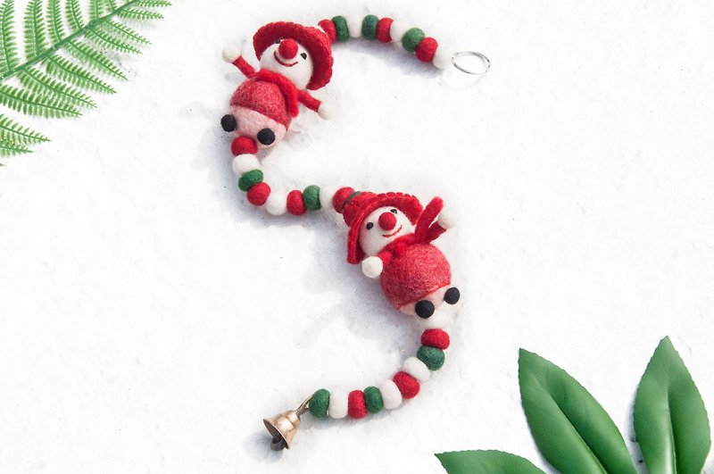 Christmas gift ornaments / home decoration / handmade wool felt / curtain / bell / hanging ornaments - Christmas snowman - ตกแต่งผนัง - ขนแกะ สีแดง