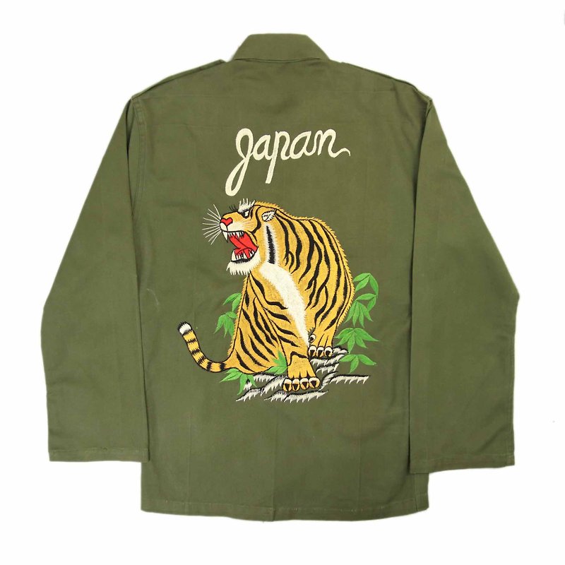 Tsubasa.Y Ancient House A04 Ancient Tigers Embroidered Army Shirt, Shirt Embroidered Military Dress - เสื้อเชิ้ตผู้หญิง - วัสดุอื่นๆ 