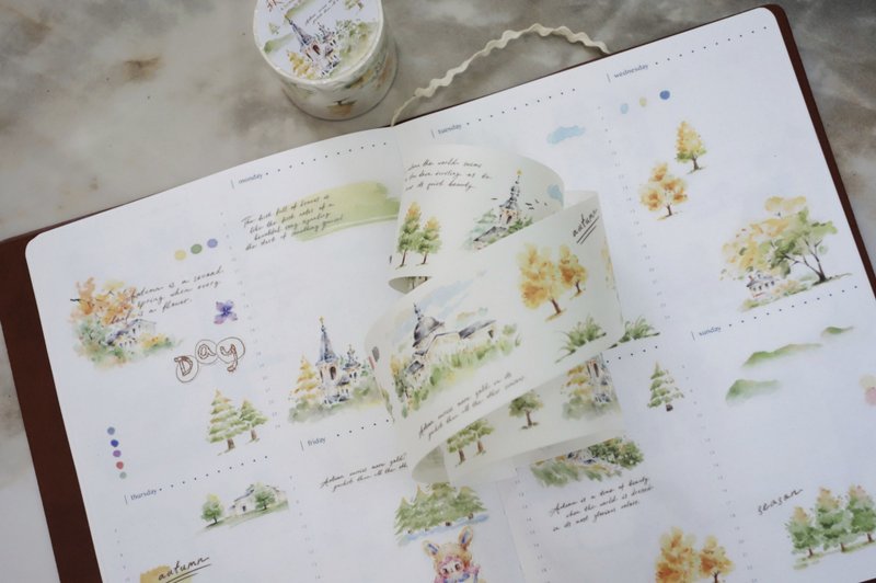 秋之秘境 季節感のある植物モチーフ 和紙膠帶 (kiss-cut) - 紙膠帶/和紙/PET - 其他材質 多色