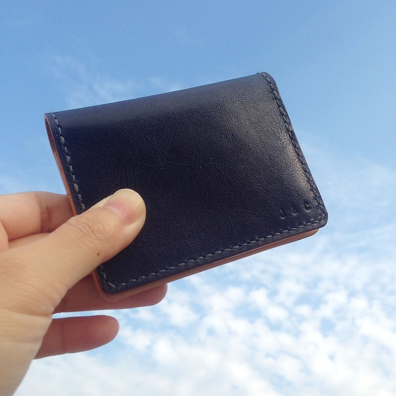 München Leather Credit Card Set // Cham - ที่ใส่บัตรคล้องคอ - หนังแท้ สีน้ำเงิน