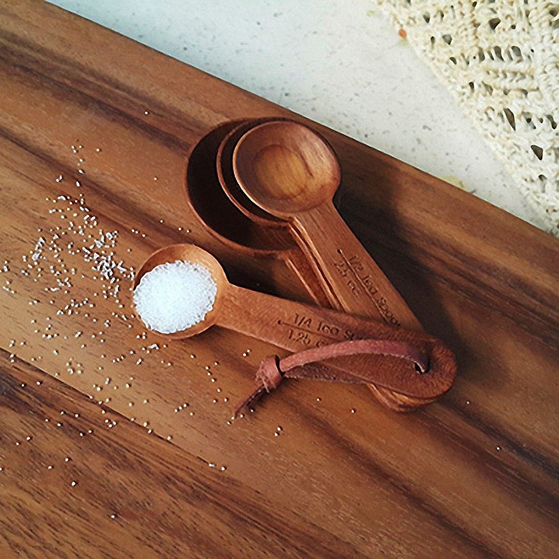 チークの木調味料スプーンセット - 調理器具 - 木製 ブラウン