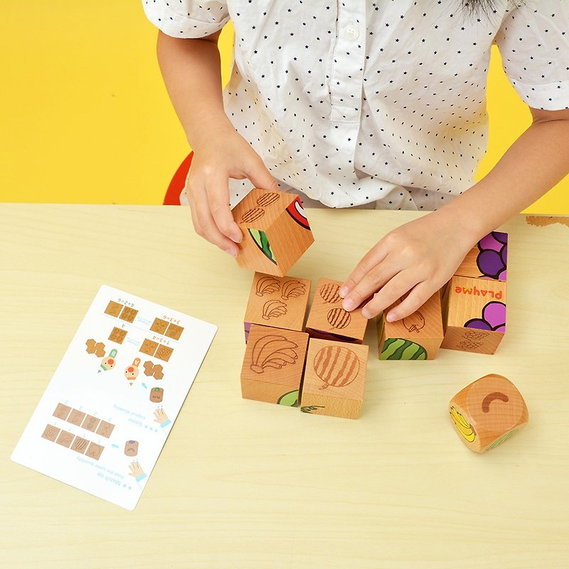 フルーツの盛り合わせ〜木製の子供のビルディングブロックパズル - 知育玩具・ぬいぐるみ - 木製 