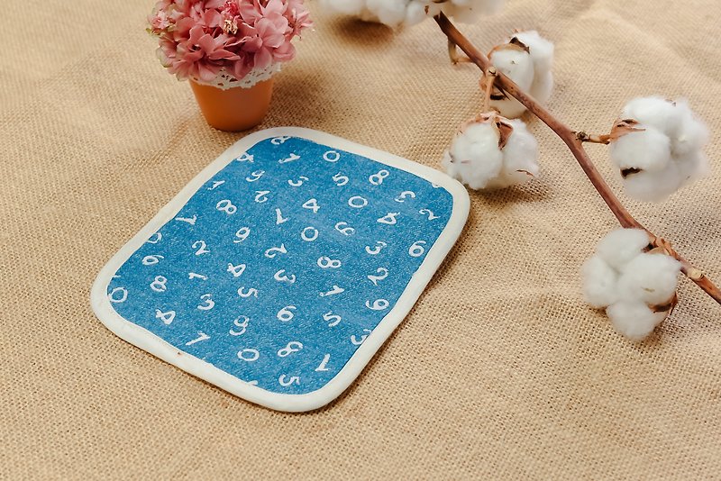 Tawanese Handmade 6 layer of gauze handkerchief - Bibs - Cotton & Hemp Blue