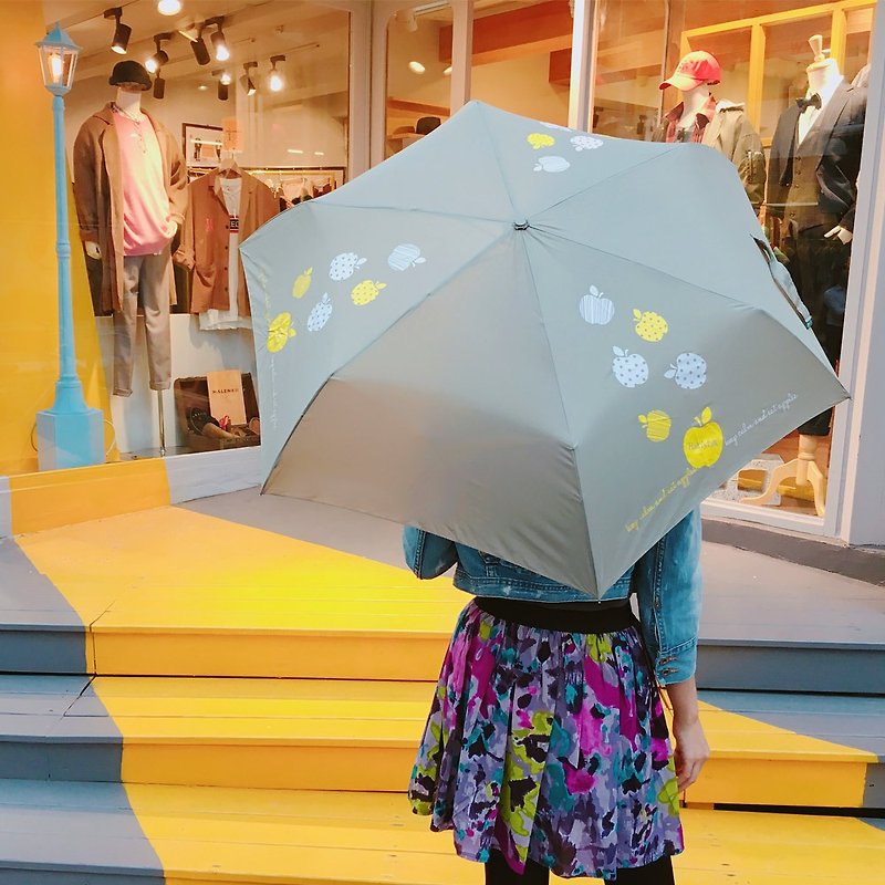 【台灣文創 Rain's talk】蘋果抗UV三折省力型自動開收傘 - 雨傘/雨衣 - 防水材質 灰色