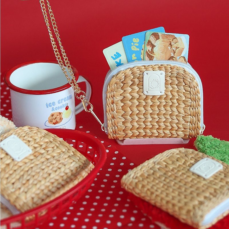 WOVEN BAG by SANFUN SUNDAY (PRODUCT NAME: BISCUIT SUNDAE) - Coin Purses - Plants & Flowers Khaki