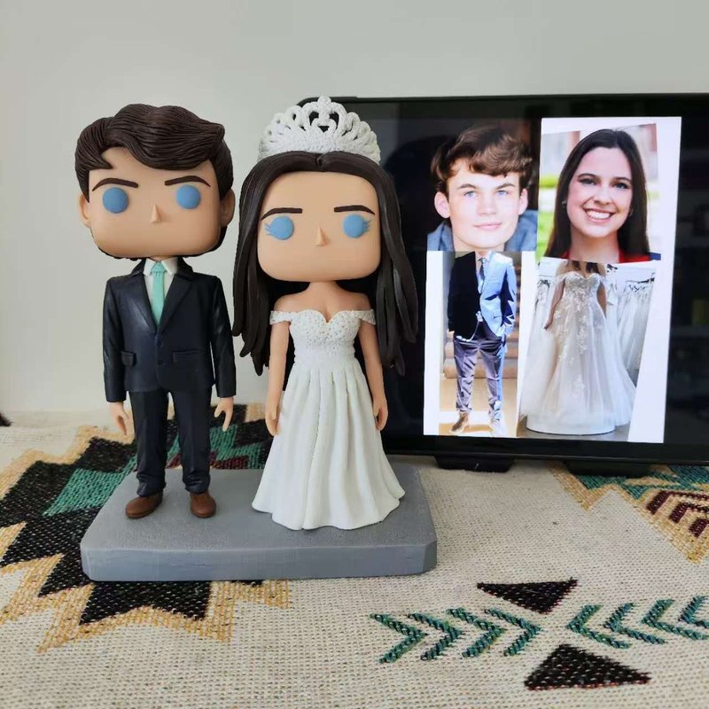 客製化3D人像公仔 訂製手工Funko Pop情侶父母夫妻結婚週年禮物 - 公仔/玩偶 - 黏土 多色