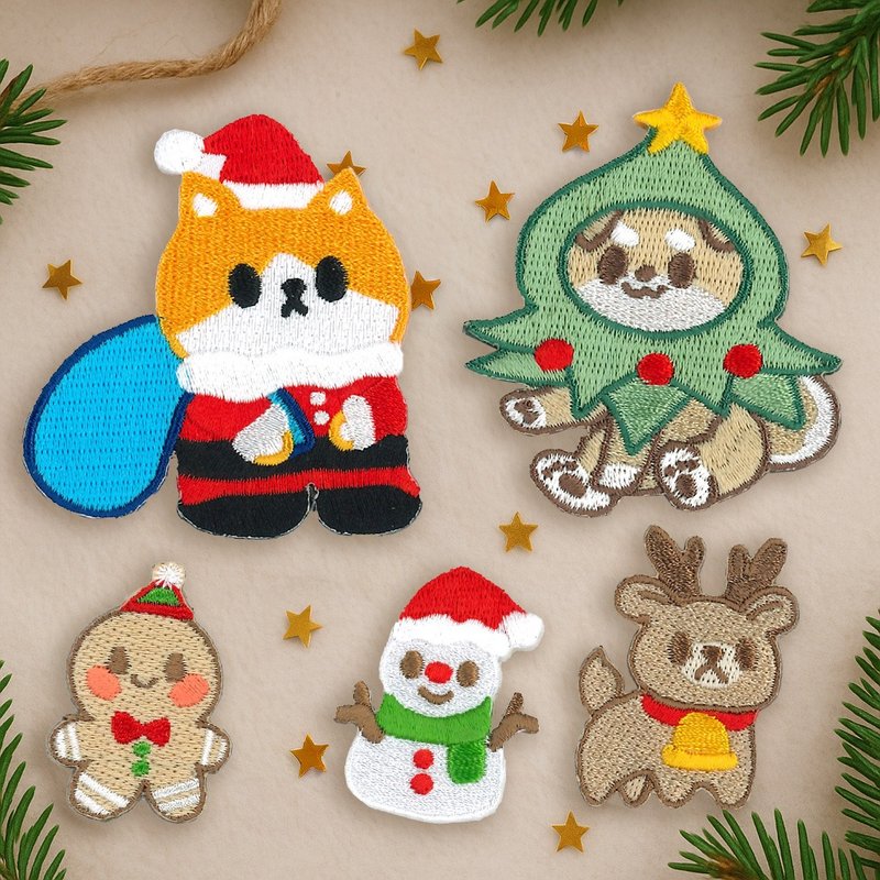 【Christmas Cute Characters Embroidery Stickers | Choose 1 Large & 2 Small】 - Stickers - Thread 