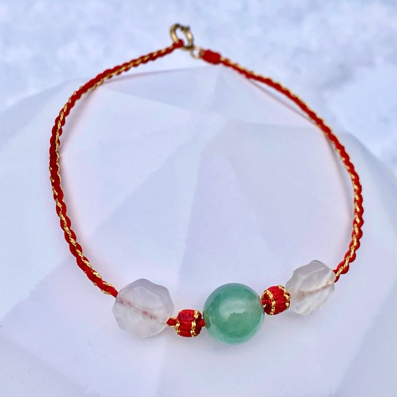 The Blessings - Braided bracelet with Jadeite - Bracelets - Gemstone 