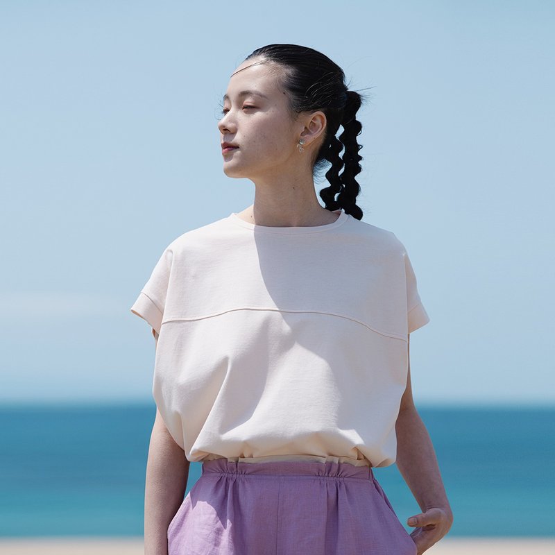 KOOW hanging shoulder design stitching casual T-shirt cool feeling short-sleeved Japanese top - เสื้อผู้หญิง - ผ้าฝ้าย/ผ้าลินิน หลากหลายสี