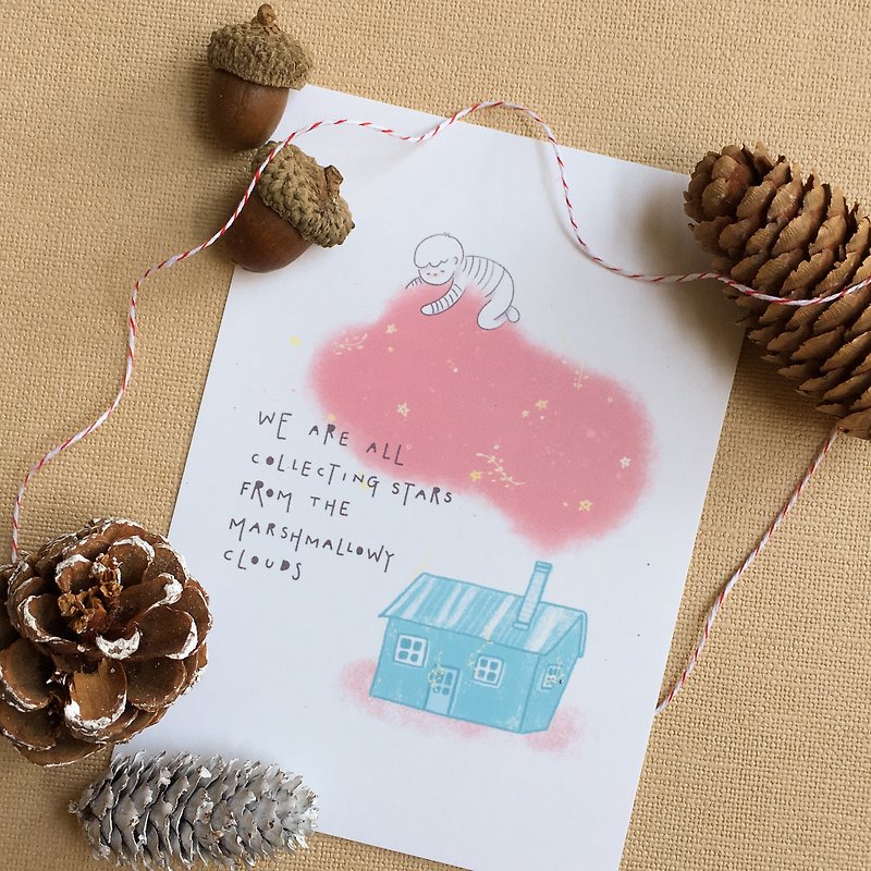 Marshmallow Clouds Postcard - การ์ด/โปสการ์ด - กระดาษ สึชมพู