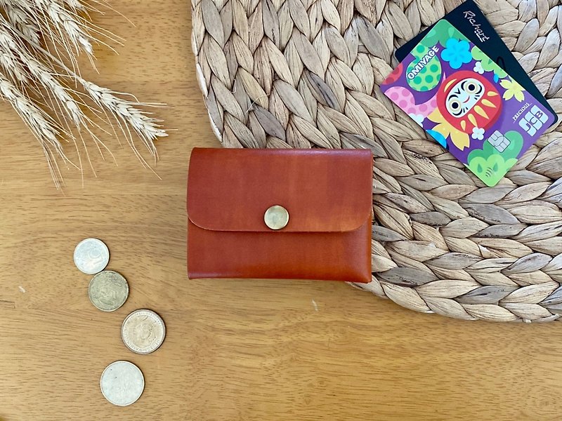 【Mini5】Double-sided multifunctional coin purse (Brown) - กระเป๋าใส่เหรียญ - หนังแท้ 
