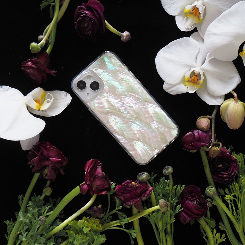 Shining Stone Phone Case | Mother of Pearl | Gift | For Apple iPhone - เคส/ซองมือถือ - เปลือกหอย ขาว