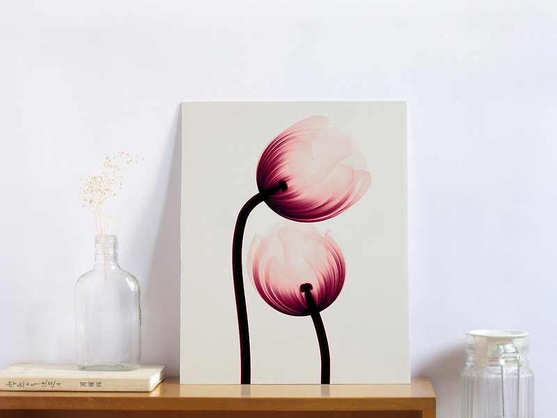 フラワーオーディオ装飾絵画-バレンタインデーギフト-11x14インチ - ポスター・絵 - 紙 ピンク