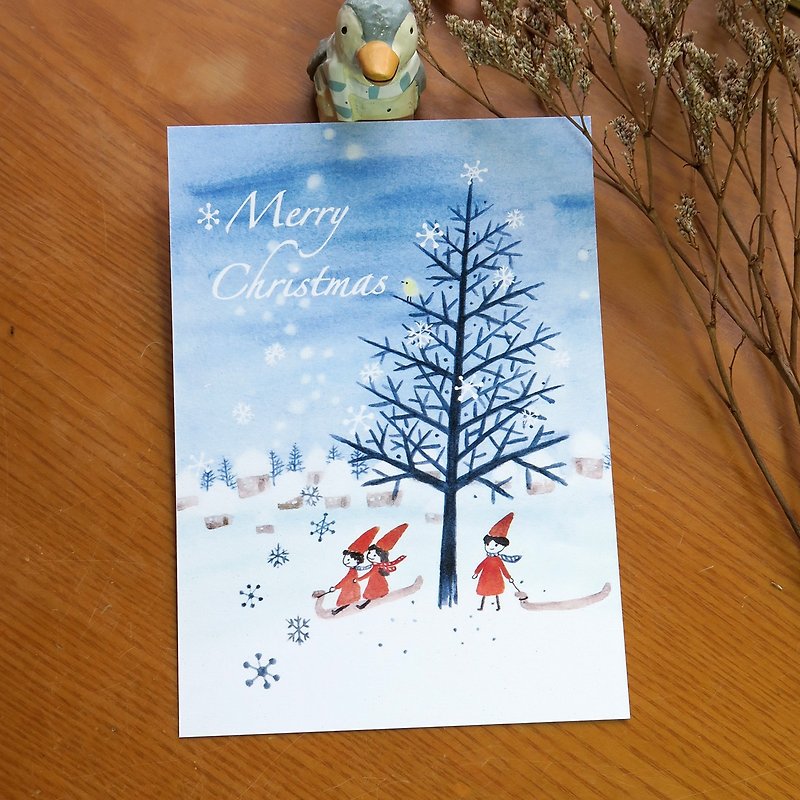 Snowy merry christmas postcard - Cards & Postcards - Paper Blue
