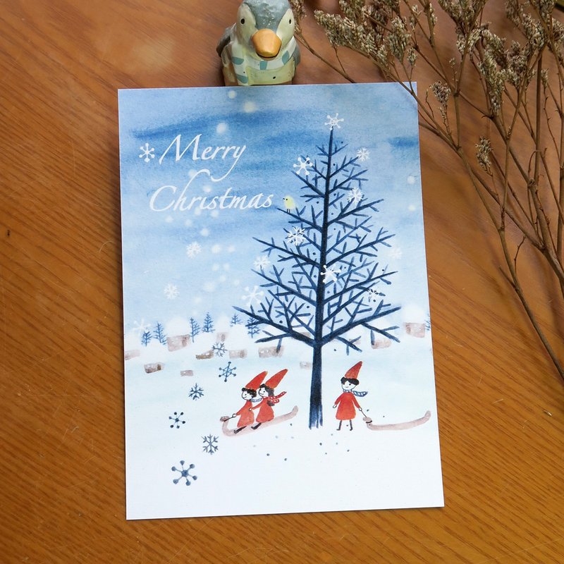 下雪天merry christmas　明信片 - 卡片/明信片 - 紙 藍色