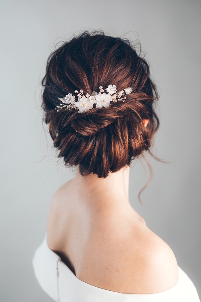 Sabrina 施華洛世奇水晶珍珠新娘頭飾 - 髮飾 - 其他材質 金色